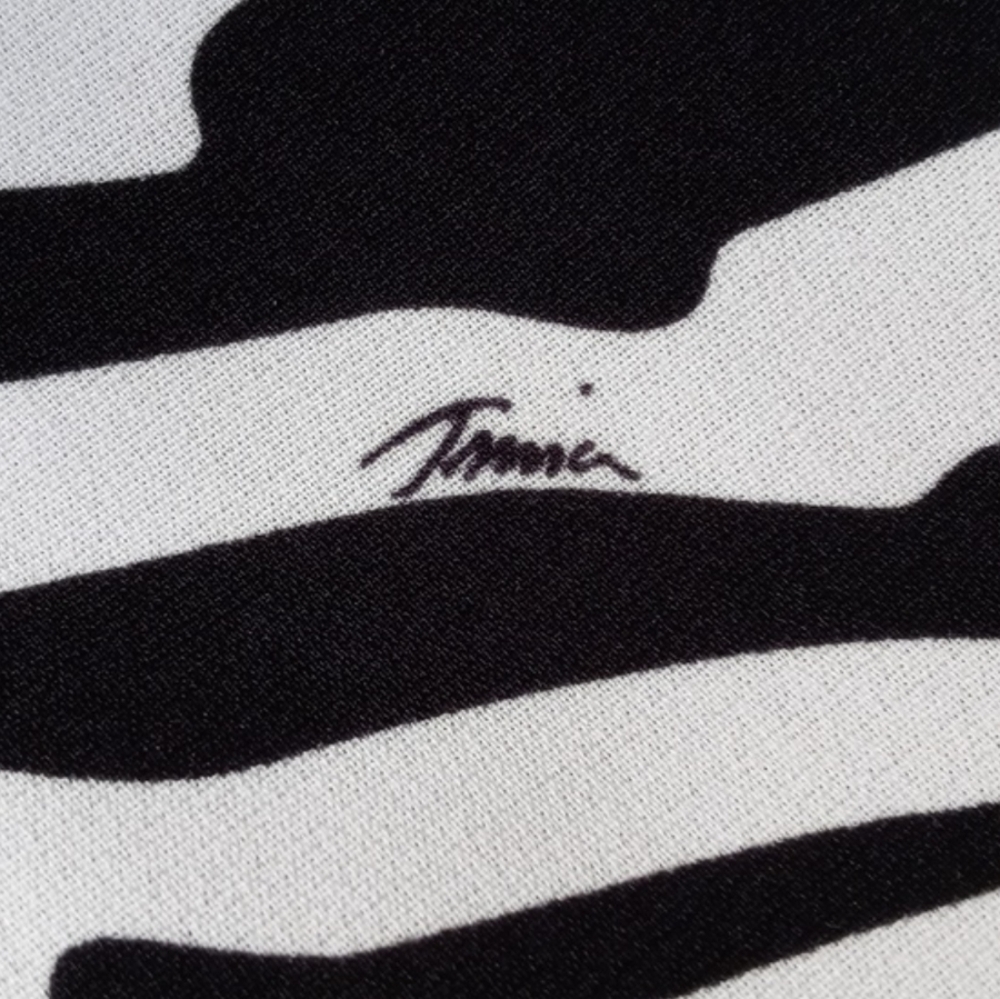 Trina Turk Women's Off White & Black Zebra Stripe Lined 3/4 Sleeve Dress 4 - Picture 8 of 16